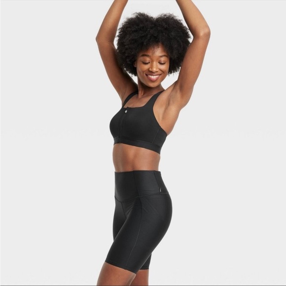 Black All in Motion front zipper racerback sports bra 38D high support adjust - Picture 14 of 17